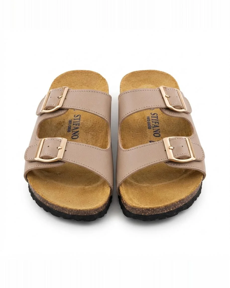 Sandales savana en cuir lisse beige 0012