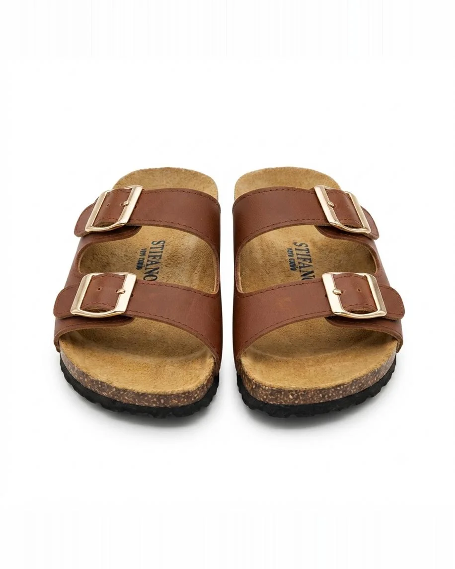 Sandales savana en cuir lisse brown 0012