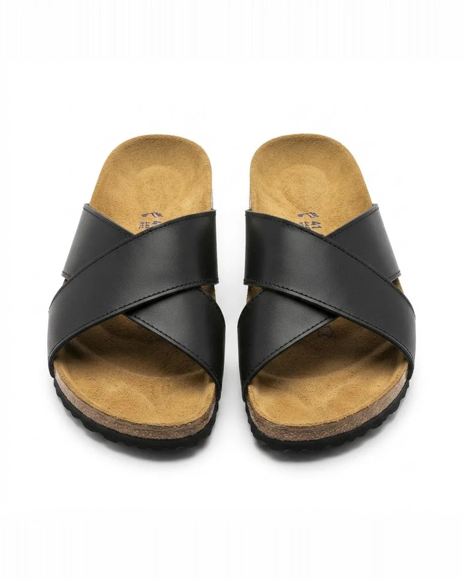 Sandales vibrant en cuir lisse noir 0023