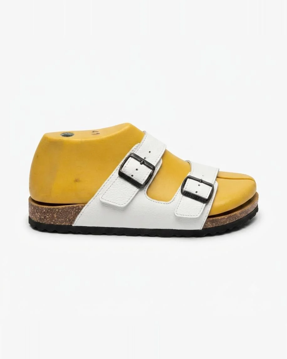 Sandales ortho en cuir grainé blanche 0021