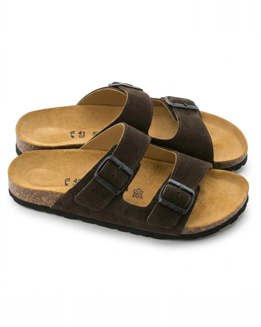 Sandales ortho en daim chocolat 0022
