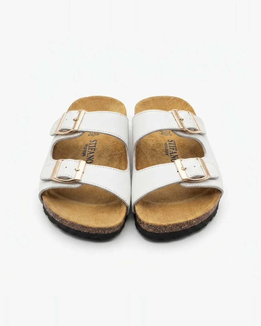 Sandales savana en cuir lisse blanche 0012