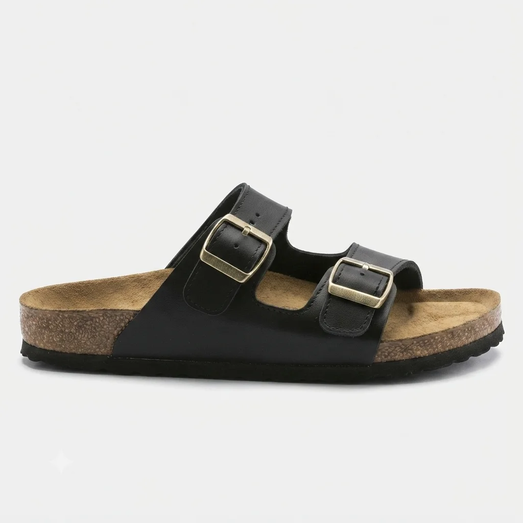 Sandales savana en cuir lisse noir 0012