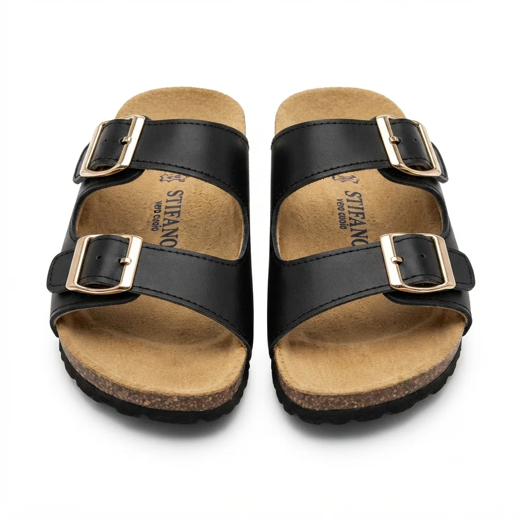 Sandales savana en cuir lisse noir 0012