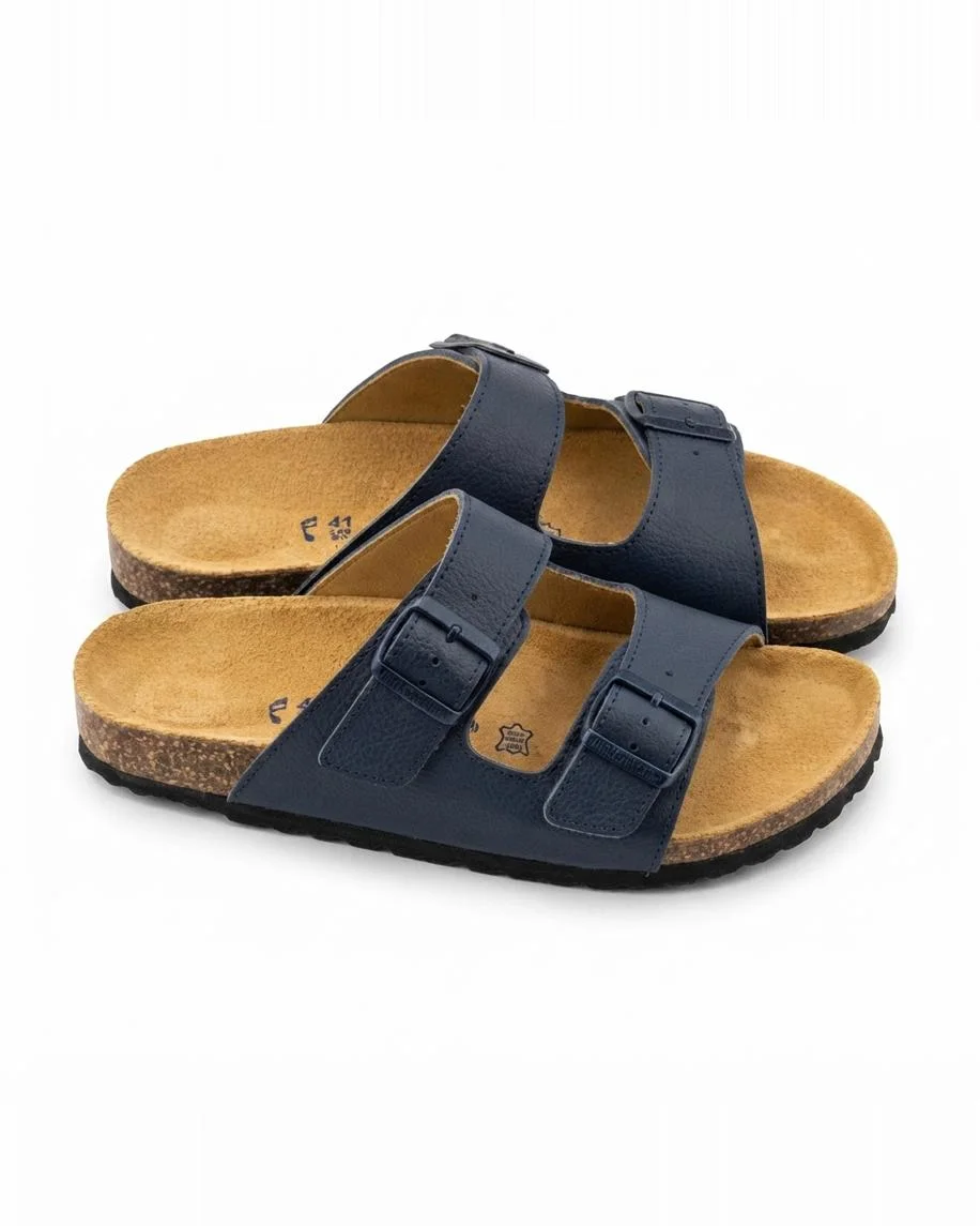 Sandales ortho en cuir grainé bleu nuit 0021