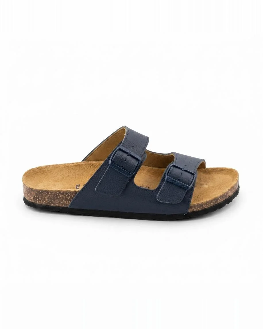 Sandales ortho en cuir grainé bleu nuit 0021