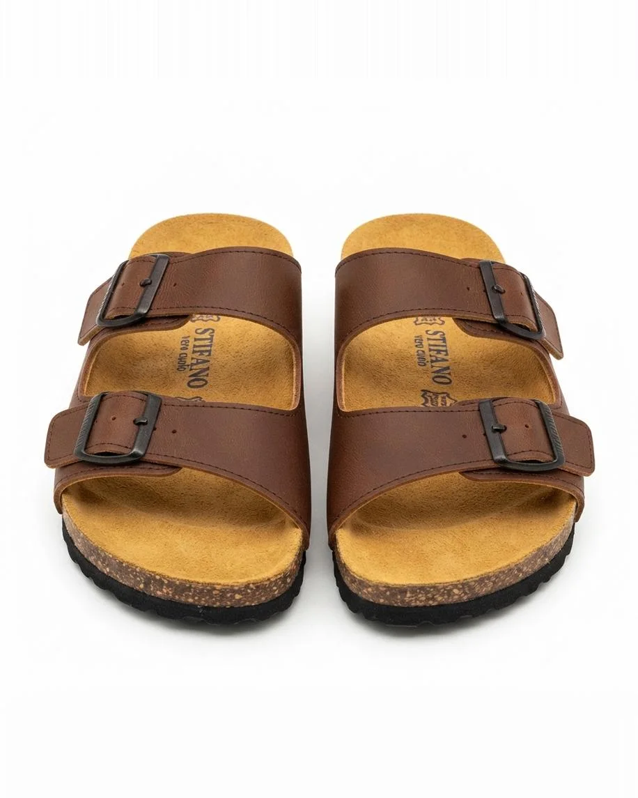 Sandales ortho en cuir grainé brown 0021