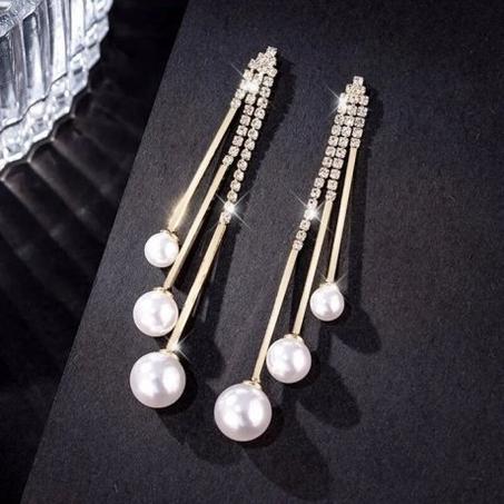 الأقراط الذهبية الماس الكرة شرابة / Golden Diamond Ball Tassel Earrings