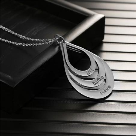 قلادة فضية على شكل قطرة / Silver drop shape name necklace
