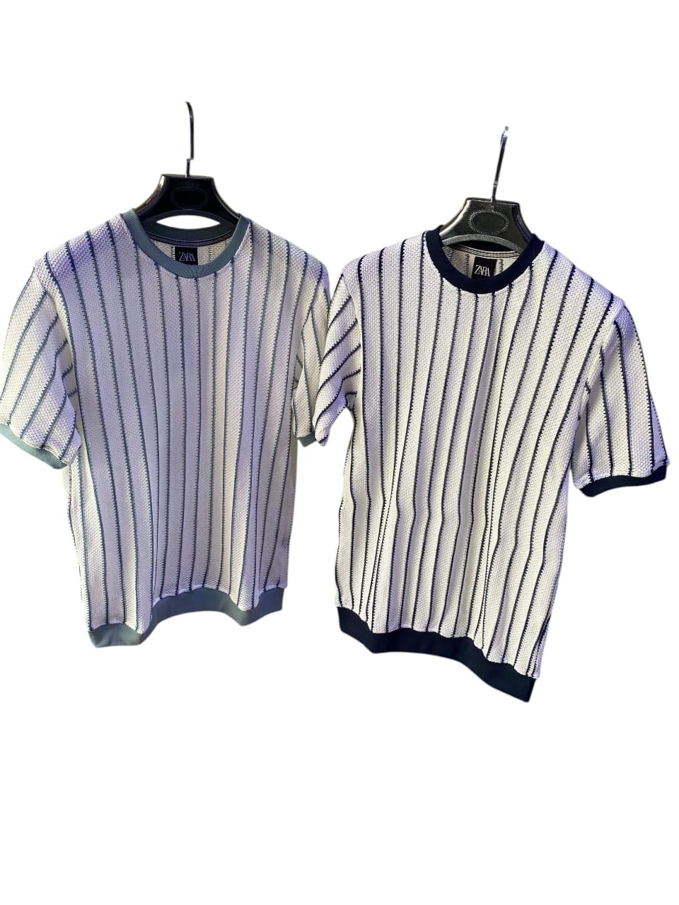 Striped T-Shirt with Crew Neck and Short Sleevs