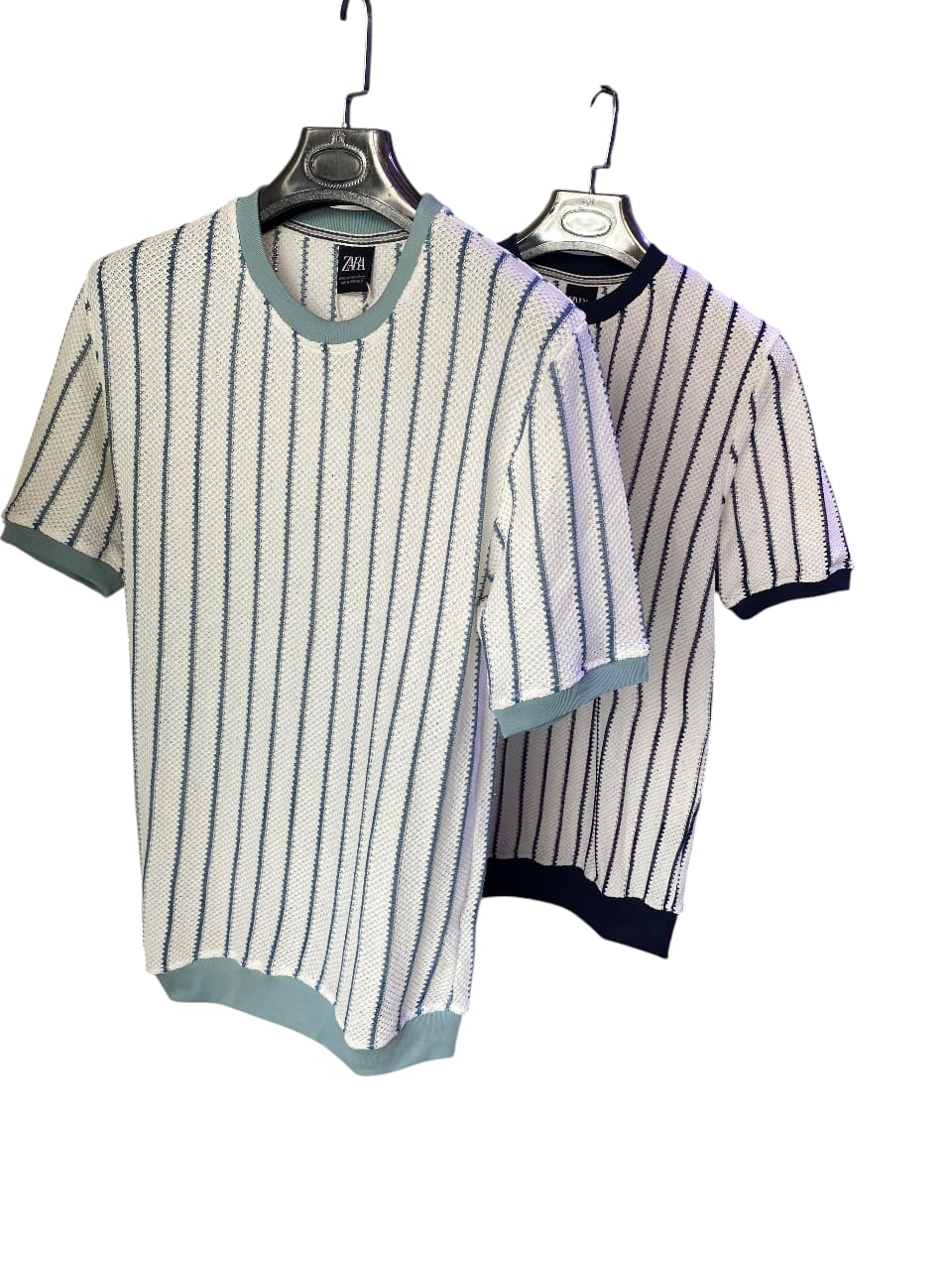 Striped T-Shirt with Crew Neck and Short Sleevs