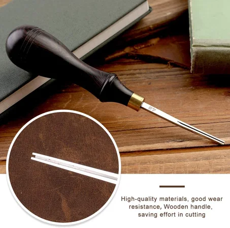 Leather Edge Creaser Steel Blade Ebony Black sandalwood Shallow Groove Craft Mark Tool 16cm