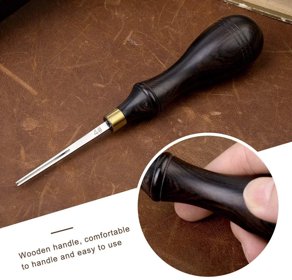 Leather Edge Creaser Steel Blade Ebony Black sandalwood Shallow Groove Craft Mark Tool 16cm