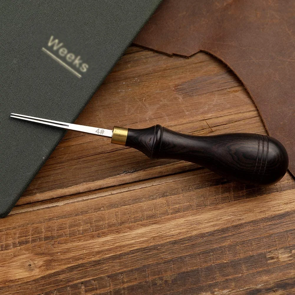 Leather Edge Creaser Steel Blade Ebony Black sandalwood Shallow Groove Craft Mark Tool 16cm