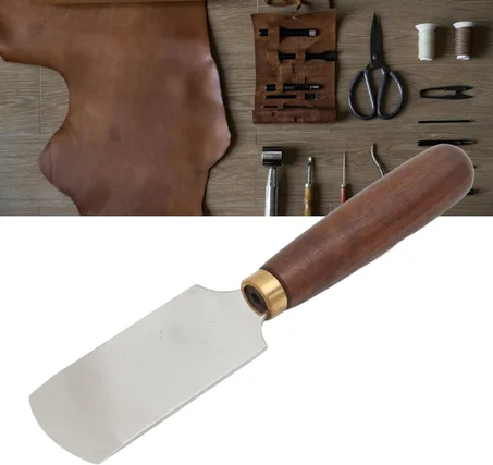 Couteau à Bordure en Cuir, Couteau à parer en Cuir Robuste et Durable, opération Simple, Manche Rond en Noyer pour la Coupe du Cuir pour Le Cuir de Bricolage