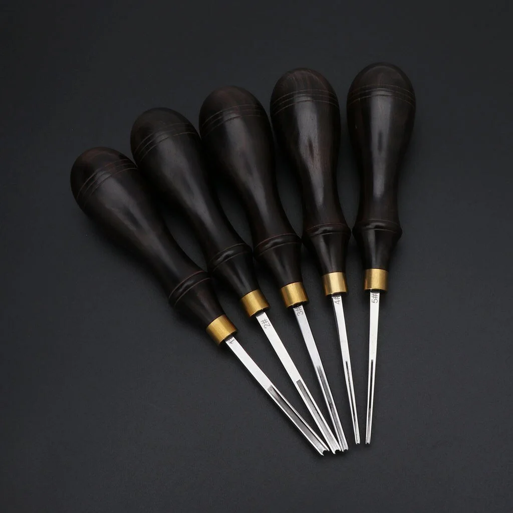 Leather Edge Creaser Steel Blade Ebony Black sandalwood Shallow Groove Craft Mark Tool 16cm