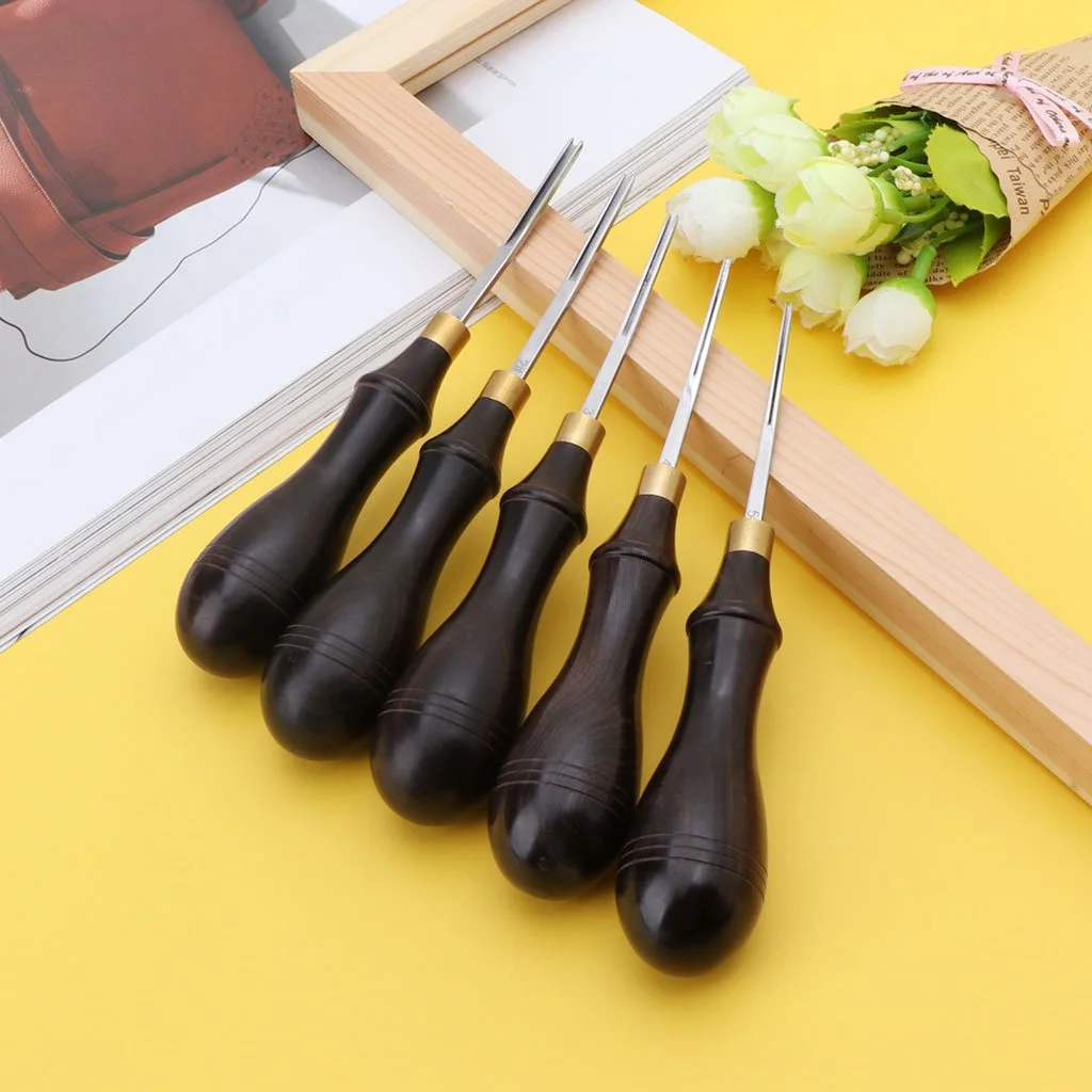 Leather Edge Creaser Steel Blade Ebony Black sandalwood Shallow Groove Craft Mark Tool 16cm