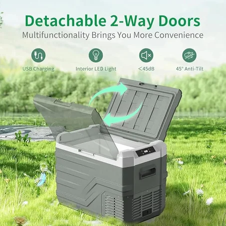 ثلاجة محمولة للسيارة بسعة 35 لتر 12 فولت/24 فولت تيار مستمر و100-240 فولت تيار متردد، صندوق تبريد كهربائي للتخييم الخارجي والرحلات البرية والنزهات والشاحنة (-20 درجة مئوية) من البيكول