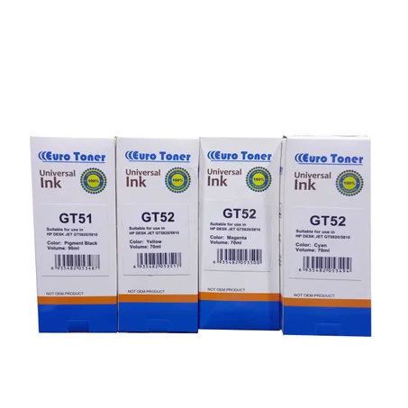 Pack 4 Bouteille d'encre GT52  HP DeskJet GT 5810 GT 5820. qualité européen