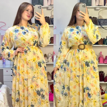 اكتشفي الأناقة والأنوثة مع Robe Flowers 🌸✨، الفستان اللي كيجمع بين البساطة والجاذبية