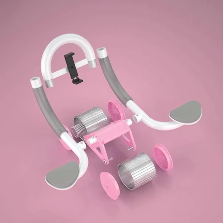 عجلة دوارة للبطن ذات عجلات مزدوجة لتدريب عضلات البطن ودعم الكوع