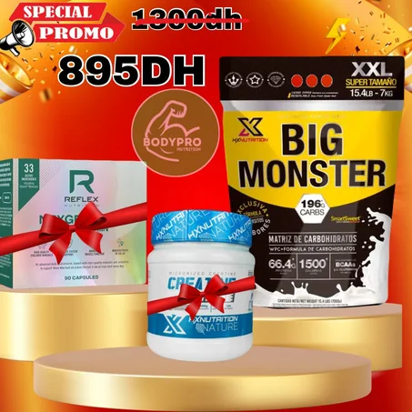 pack promo gainer HX NUTRITION Big Monster XXL – Gainer extrême 7 kg