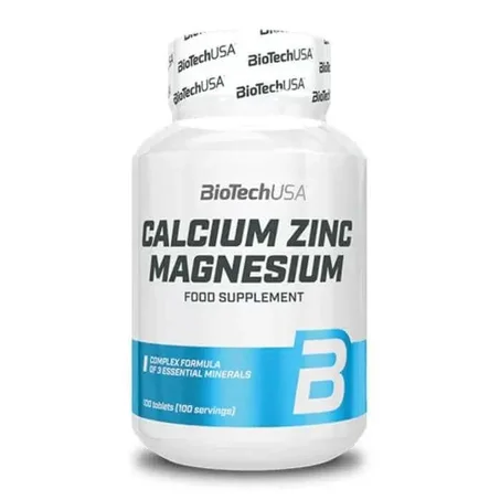 Calcium Zinc Magnesium 100 Tablets (50 Servings) Biotechusa