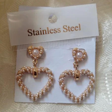 Stainless steel luxury white earings