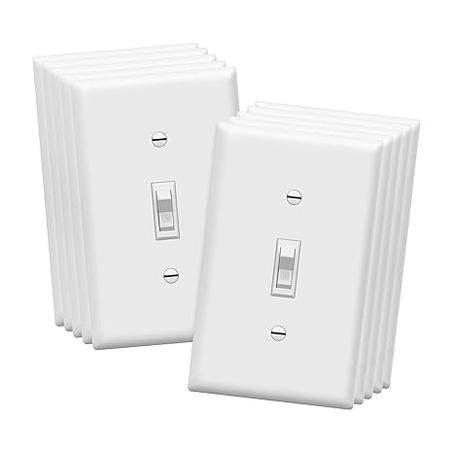 ENERLITES Paquete de placas de pared con luz de palanca, interruptor eléctrico de un solo polo, 15 A 120-277 V, tornillo de puesta a tierra, grado residencial, certificación UL, 88115-WWP-10 