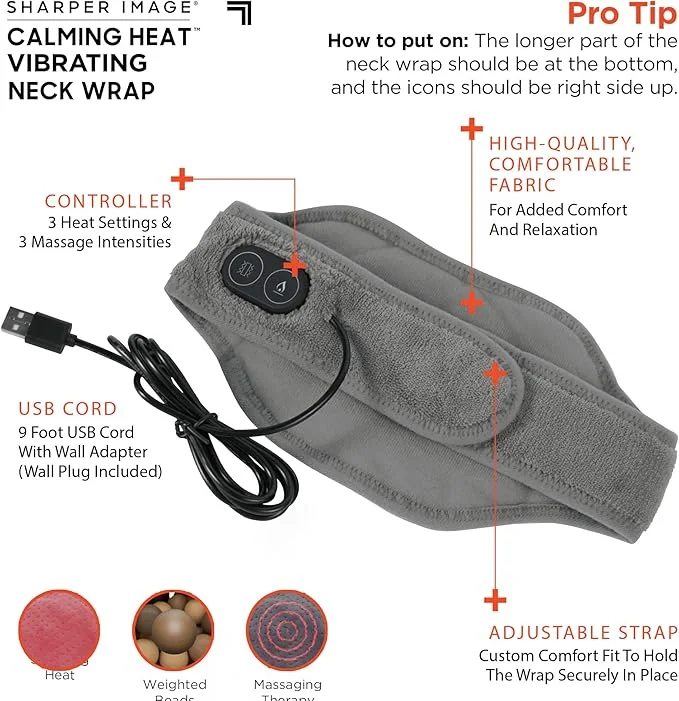 • CALM HEAT MASSAGER NECK WRAP- وسادة تدفئة هادئة للرقبة - متعددة الوظائف لتخفيف الألم