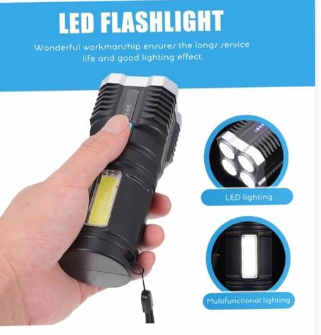 Lampe de poche puissante à 4 Led