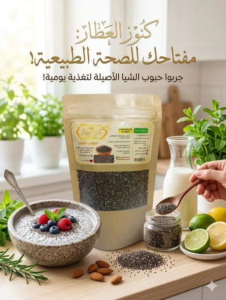 حبوب الشيا 150غ (Chia Seeds) - القوة الفائقة من "كنوز العطار"