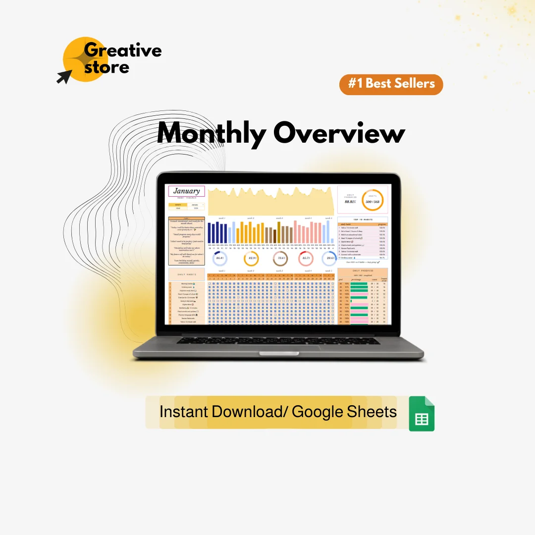 متتبع العادات لشهر  | متتبع العادات الشهري (ملف PDF) | مخطط يومي وأسبوعي | مخطط الإنتاجية | دفتر يوميات التطوير الذاتي