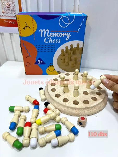 Memory Chess en bois – Jeu de mémoire et de couleurs