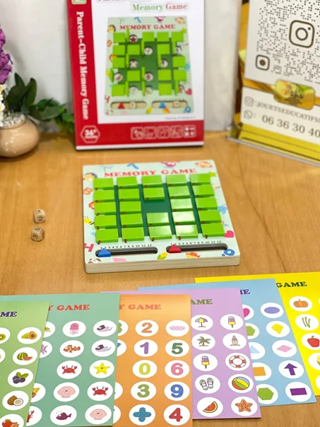 Memory Game en bois – Jeu de mémoire avec fiches
