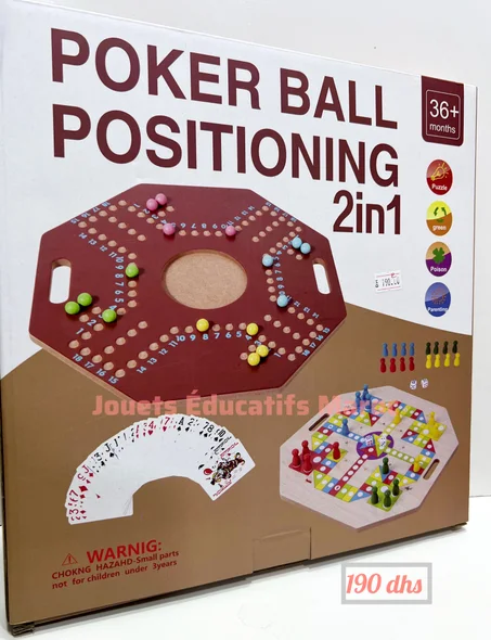POKER BALL POSITIONING 2-1- Jeu de société en bois 2 en 1