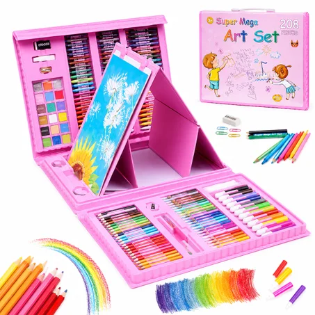 Mallette artistique 208 pièces pour enfant – Coffret de dessin complet