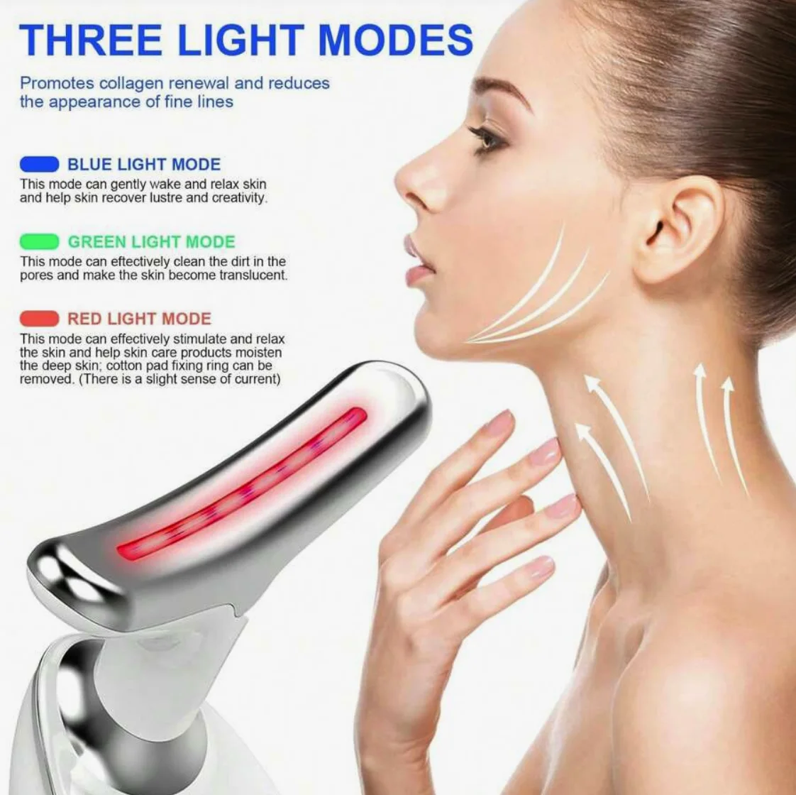 Appareil de Massage LED Anti-Rides pour Visage et Cou