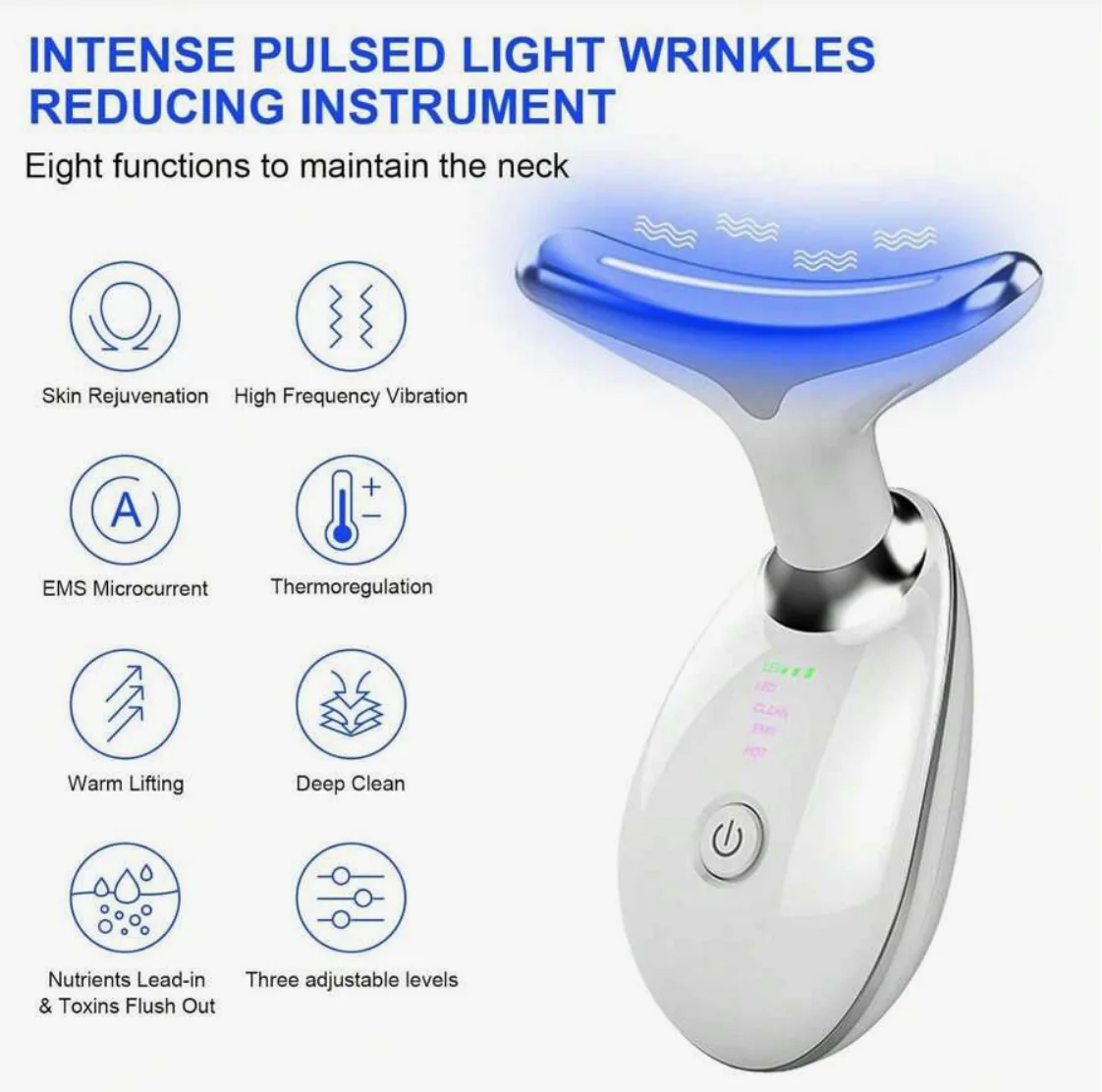 Appareil de Massage LED Anti-Rides pour Visage et Cou