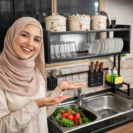 ✨ منظم ومجفف الأطباق فوق الحوض 85 سنتم ✨