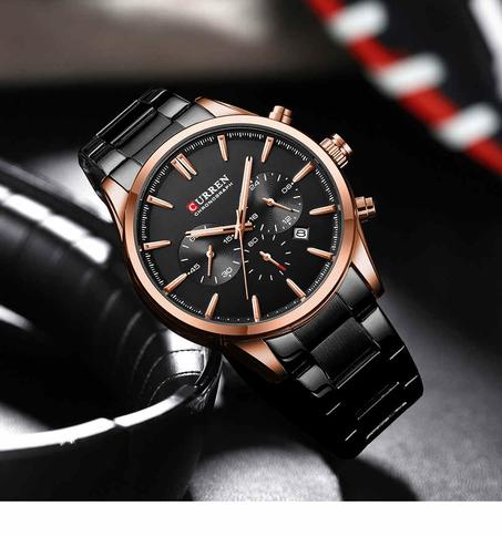 Montre-bracelet pour homme Current 8446, originale, avec bracelet en acier inoxydable, et étanche.