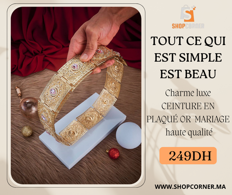 Charme Luxe Ceinture en Plaqué Or Mariage Haute Qualité