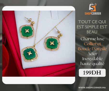 Ensemble Bijoux Collier et Boucle d'Oreille Plaqué
