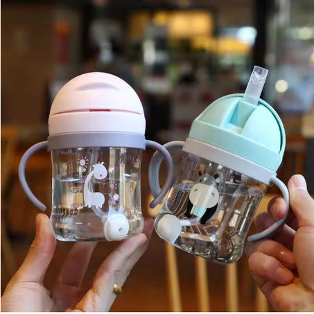 Cute Cartoon Design Kids Water Bottle - 250ml Leak-Proof Cup with Straw for Kids