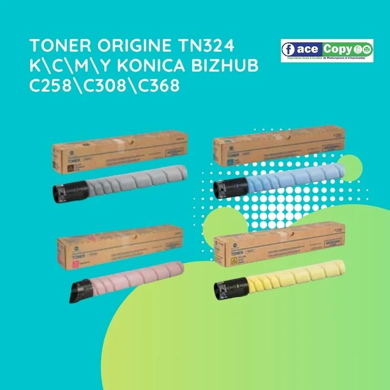 TONER ORIGINE TN324 K\C\M\Y KONICA BIZHUB C258\C308\C368