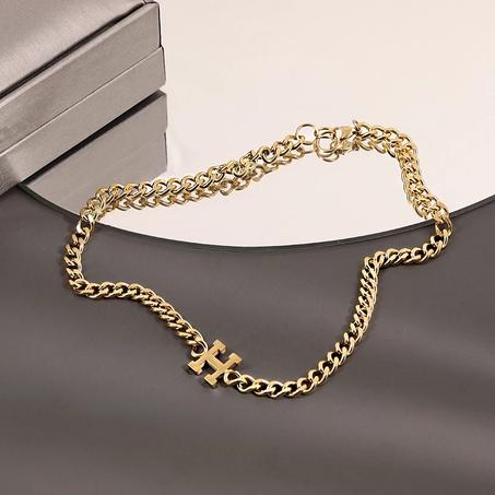 Collier De Lettre H, Chaine De Clavicule En Acier Inoxydable