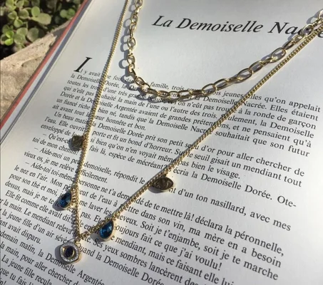 Collier Œil De Diable ,Tendance Froide, Chaine En Acier Inoxydable