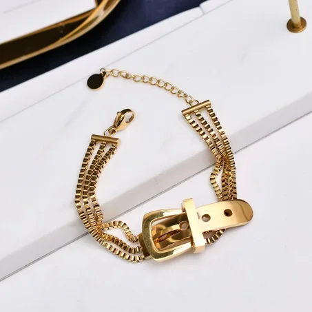 Gourmette de Luxe Femme En Acier Inoxydable, Bracelet Tendance 2021