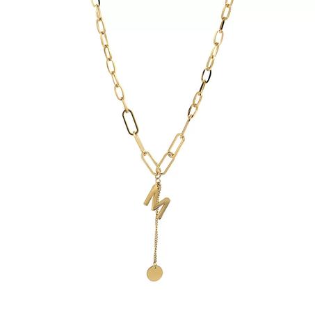 Collier De lettre M Epais Femme, Chaine En Acier Inoxydable