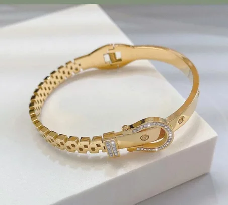 Bracelet Cercle Uni Ceinture Zircon Bracelet En Acier Titane